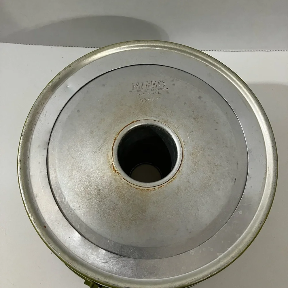 Vintage Mirro Aluminum Angel Food Cake Pan Green with Original Sticker